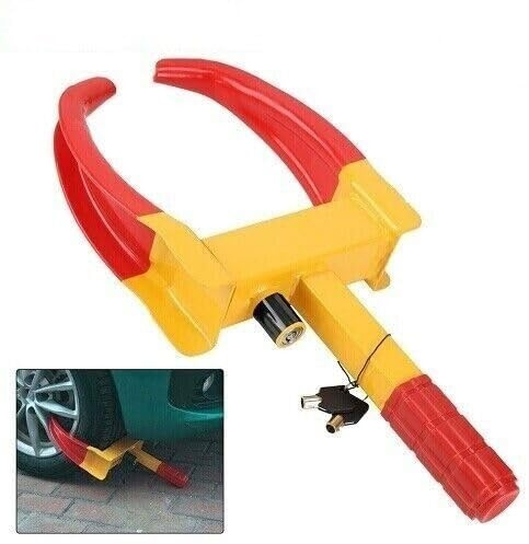Heavy Duty Trailer Lock Wheel Clamp, Universal Security, Adjustable Anti Theft Lock for Trailers SUV Boats ATVs Motorcycles Golf Cart, 2 Keys