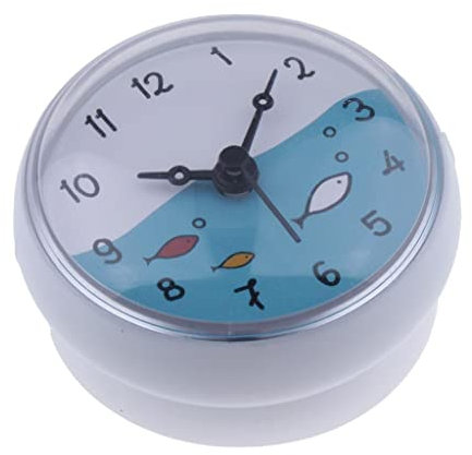 Sharplace Badezimmer-Uhr, Wasserdicht Duschuhr, Bad Wanduhr mit Saugnäpfe, Badezimmeruhr, Pooluhr, Küchenuhr, Quarz Wanduhr für Zuhause, Bad, Küche, Wohnzimmer, Schlafzimmer, Weiß, 75 x 35 mm