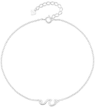 IMINI Sea Wave Anklet 925 Sterling Silver Minimalist Ocean Beach Ankle Bracelet Chain Hypoallergenic Dainty Foot Jewelry Gift for Women Girls