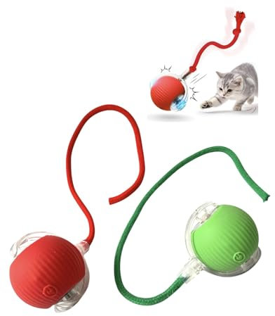 BCHIC Pack 2 Pelotas Interactivas para Gatos – Juguete Eléctrico Automático con Luz LED – Recargable USB – Bola Inteligente para Estimulación y Diversión – Incluye Pegatinas de Regalo