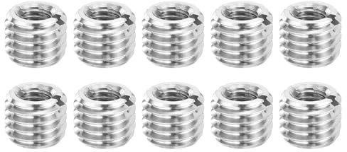 Sourcing Map 10 Pcs M10x1.5 Male to M6x1 Female Stainless Steel Nut Screw Reducer Conversion Fastener, Threaded Insert Repair Sleeve Reducer Nut, Silver