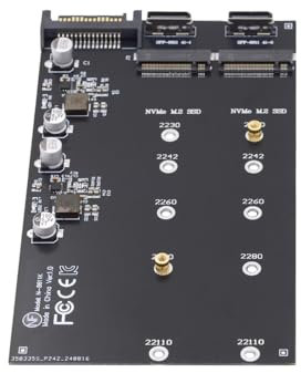 NFHK M.2 to Oculink Adapter,PCIe NVME/AHCI SSD 2 to 2 SFF-8611/8612 Adapter Support 2230/2242/2280/22110mm