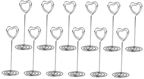 Cabilock 12pcs Heart Shape Card Holders for Wedding Table Birthday Party Stand Holders Clips Decorative Card Table