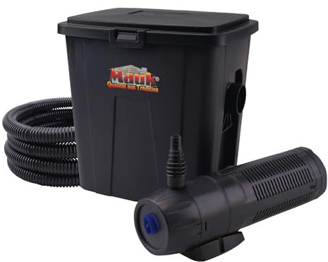 Mauk® Teichdurchlauf-Filter-Set ECO Teichfilter Komplettset mit Pumpe Teichpumpe mit Filter Gartenteich UV Lampe/UVC Klärer Teich Algenvernichter 12/9W