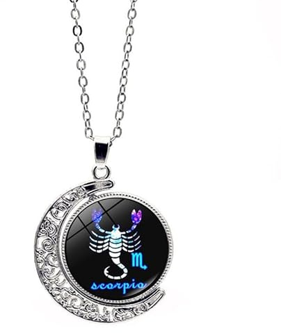 UBBVPKY Collana Zodiacale Per Donna Uomo Oroscopo Ciondolo Luna Rotante A Doppia Faccia Catena Per Maglioni Segno Zodiacale Astrologia Costellazione Collane Gioielli Per Compleanno Regalo Scorpione