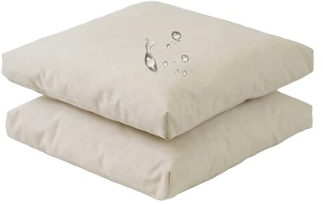 Viste tu hogar Pack 2 Cojín Silla Exterior 45x45cm, Tela Alta Densidad, 70% Algodón 30% Poliéster, Impermeables, Resistentes UV Y Desgarro, Lazos De Sujeción,Beige,Fabricado En España