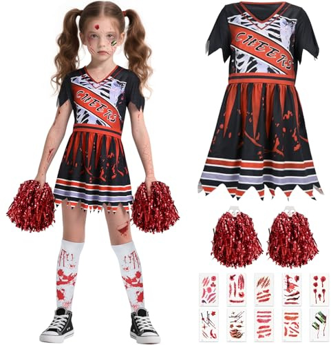 Children's Cheerleading Costume, Children's Halloween Costume, Girls' Halloween Cheerleading Costumes, Including Stockings, Stickers and Hand Flowers