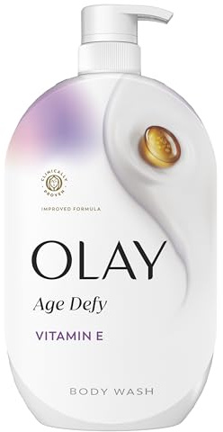 Olay Body Wash for Women, Age Defy with Vitamin E, 24/7 Moisture Barrier Repair, Hydrating & Cleansing Formula for Visibly Healthy Soft Skin, Vitamin B3 & Hyaluronic Blend, All Skin Types, 35 fl oz