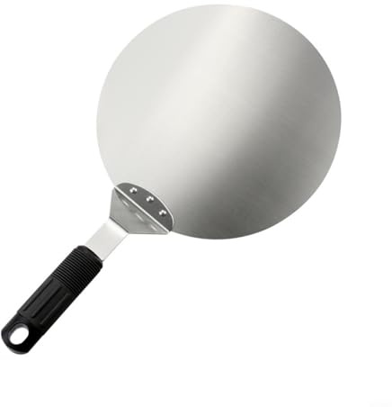 Pala per pizza in acciaio inox e sollevatore per torte, antiscivolo, manico ergonomico, 25,4 cm, pala multifunzione da forno per pane, pasticceria, utensile da forno, colore argento (25,4 cm)