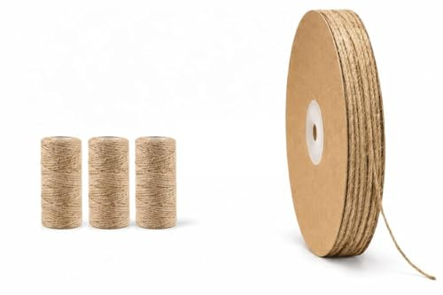 Jute Twine String Roll Eco Friendly Jute Rope DIY Crafting Ideal For Decoration Gift Wrapping Gardening & Packaging Floristry Rustic Brown Natural Hemp Twine On Spool 2mm X 130m(Pack Of 1)