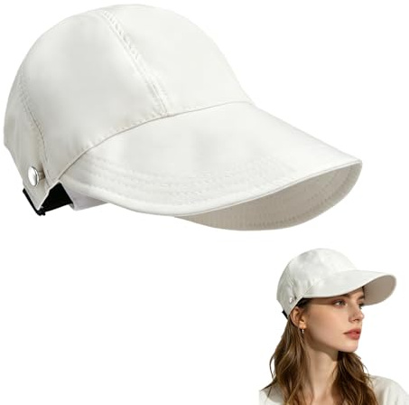 Sombrero Mujer Plegable - Gorra Mujer, Visera Mujer, Gorra de Sol con ala Ancha, Color Crema, Transpirable para Playa jardín Senderismo Viaje