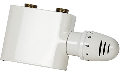 Schulte H3743004 Thermostat-Set für Heizkörper mit Mittelanschluss, Set Durchgang, Vorlauf und Rücklauf, Zweirohrsysteme, weiß