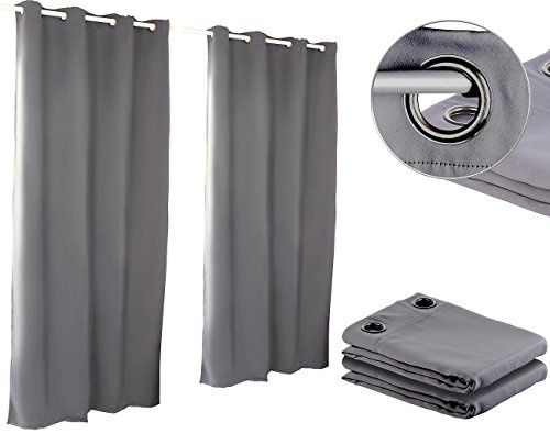 Carlo Milano Thermovorhang: 2er-Set Verdunkelungs-Vorhänge, Weite 4-cm-Ösen, 145 x 245 cm, grau (Thermovorhänge mit Ösen, Gardine, Dia)
