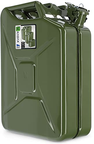 KADAX Benzinkanister, Kanister aus 0,8 mm Stahl, Kraftstoffkanister für Benzin und Diesel, Reservetank mit dreifachem Griff, Stahlblechkanister (20L grün)