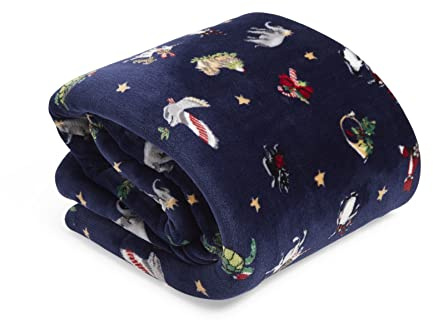 Vera Bradley Women's Fleece Cozy Life Throw Blanket, Snow Globe Motifs, One Size