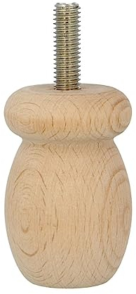 MS Beschläge Sofafuß Couchfuß Echtholz massiv Buche Möbelbein Möbelfuß gedrechselt 55mm Höhe Ø 36mm M8 Gewindestift Möbelzubehör Holzfuß Schrankfuß