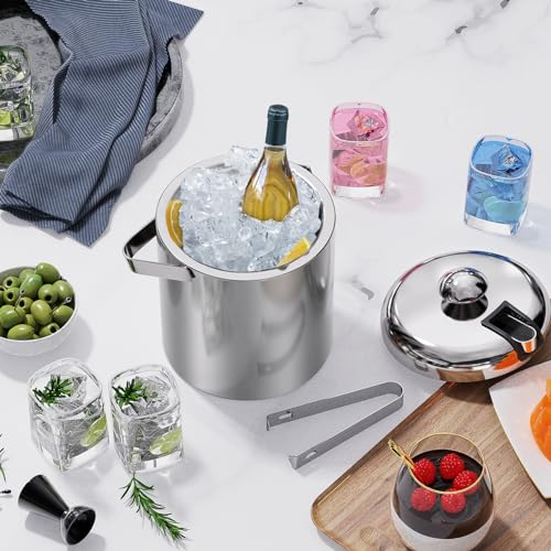 Sailnovo AM004189-1129-8 Stainless Steel Ice Bucket for Parties with Lid