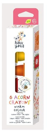 Haku Yoka 6303097 Eichel Wachsmalkreiden-Set, Warm, 6 Wachsmalblöcke in warmen Farben, Wachsmalkreide leicht zu greifen, ohne Abfärben, Wachsmalstifte für Kleinkinder ab 2 Jahren
