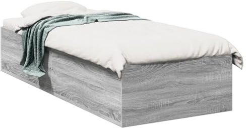 vidaXL Sängram grå sonoma 90x200 cm konstruerad trä, sovrumsmöbler, sängbotten, panelsäng, säng, enkelsäng, panelsängar, plattformssäng