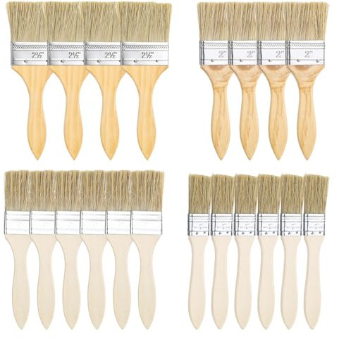 XTDMJ Lot de 20 pinceaux plats de 25/35/45/60 mm de large avec manche en bois, pinceaux plats à manche en bois, pinceau plat, pinceau à lasure, pour bricolage, peinture