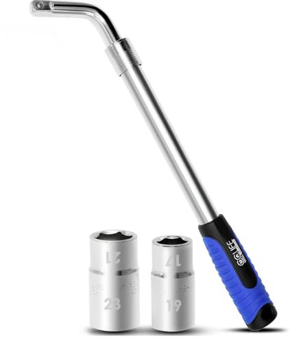 CCLIFE Teleskop Radmuttern-Schlüssel Set mit 17/19 mm und 21/23 mm Steckschlüssel Einsatz und 1/2 Zoll Antrieb, geeignet zum Abnehmen von Reifen
