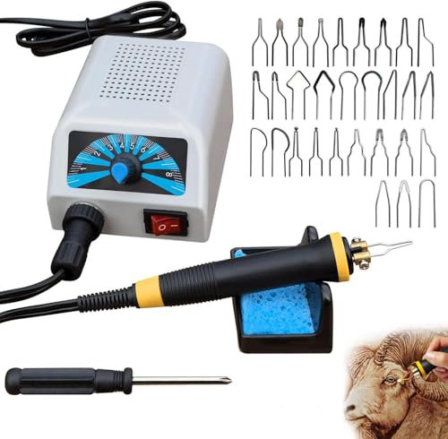 Huzoomtoyz Brandmalstation,Brandmalerei Set Bastelset Lötstation Lötkolben Set einstellbare Temperatur 200℃ - 800 ℃ Brennkolben 25W mit 30tlg Lötspitzen, Holzbrennstation, Brandmalkolben für Holz, Le