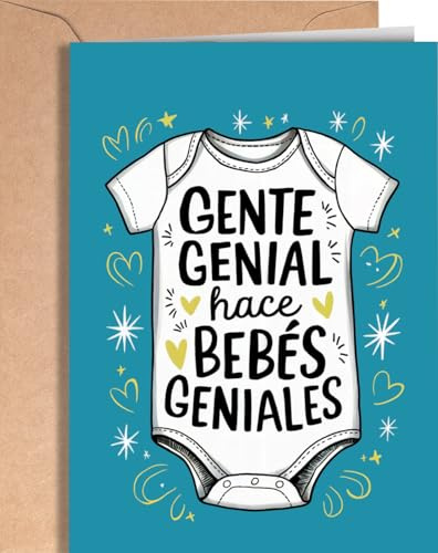 Greeting Cards for Everyone Tarjeta para nacimiento de bebe - Tarjeta para baby shower - Postal de nacimiento de bebé recién nacido - Tarjeta para niño o niña recién nacido - Bebés Geniales - EU 18