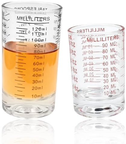120 ml/90 ml Vaso Medidor cocina Taza Medidora de Vidrio con 3 Escalas de Medición (Ml/Oz/Taza) Jarra Medidora Cristal Fácil de Leer, Borosilicato Resistente al Calor para Cocina Seguro Microondas