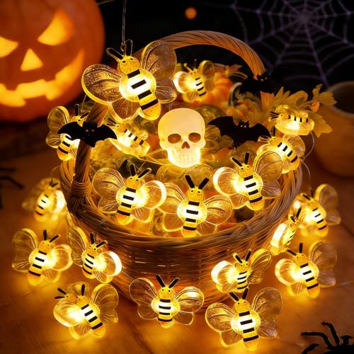 Songlypian Guirnalda de luces de abejas,3M 30LED Hermoso Guirnalda Luces Exterior Jardín,Cadena de luces de abeja para decoración de cumpleaños,Navidad,Color transparente