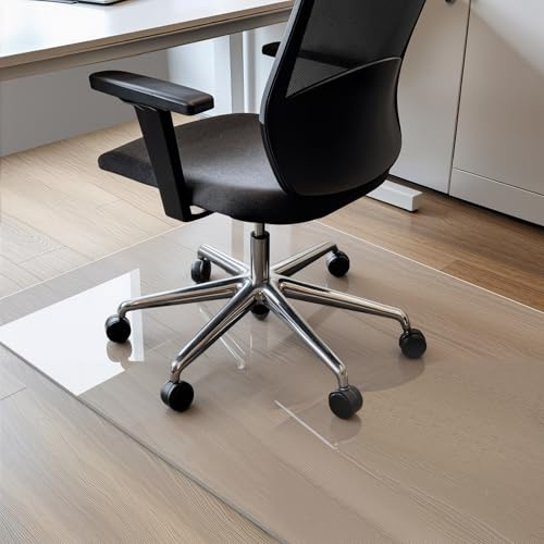 COSYLAND Protector de Suelo para Silla con Ruedas, Alfombra Transparente de Alta Claridad 90 x 120 cm - 01, Tapete de PVC Liso para Oficina, Parquet, Escritorio o Gaming, Antiarrayado y Duradero