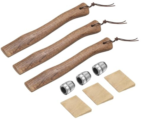 QUARKZMAN 3Pezzi Manico Di Ascia In Legno Sostitutivo 13 Universale Manico Di Ascia In Hickory Con Zeppa Rotonda E Legnosa Per Ascia Da Campeggio E Giardino