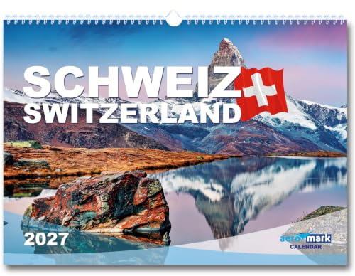 Calendario Suizo 2026 de pared en formato DIN A3, calendario de viaje, fotos, regalo para Navidad o cumpleaños, viajes, calendario mensual, arquitectura, paisaje, naturaleza, Alpes Suiza, calendario