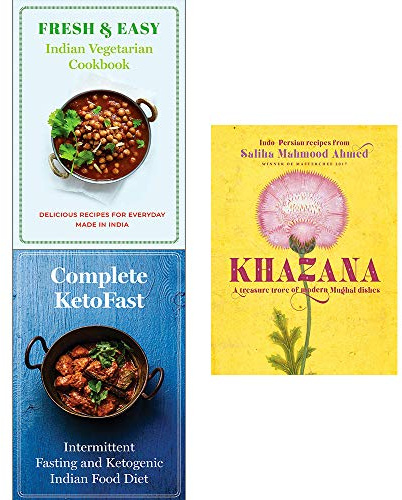 Libro de cocina Khazana [tapa dura], libro de cocina vegetariana india, fresco y fácil, colección completa de 3 libros ketofast