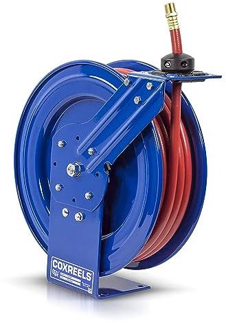 Coxreels P-LP-450 Retractable Air/Water Low-Pressure Hose Reel, P Series, ½ x 50' - Easy-to-Use Compact Design- Heavy-Duty Steel Construction, Made in The USA