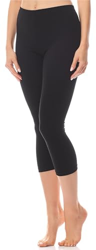 Antie Leggins 3/4 Mallas Deportivas Mujer Pantalones Capri Sin Bolsillos Yoga Pilates Running AN60-101 (Negro, XL)