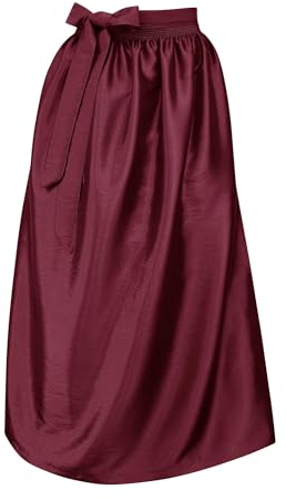 Schürze für Dirndl Trachtenschürze Trachtenkleid Dirndlkleid Dirndlschürze Taftschürze Trachtenmode einfärbig uni Taft grün pink rot rosa blau schwarz Glanz apron, Größe:XL = 46 48 50, Farbe:rouge
