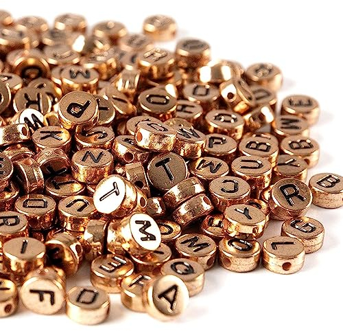 Zsail Buchstabe Perlen 1200pcs Acryl Alphabet Buchstabe Perlen A-Z Buchstabe für Schmuck Herstellung (bg Roségold)