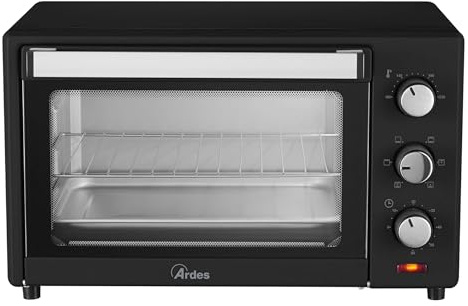 ARDES | AR6238B Forno Elettrico Ventilato 38 Litri Fornetto Elettrico 6 Funzioni Cottura Fornetto Elettrico Ventilato Timer Doppio Vetro con Accessori di Colore Nero