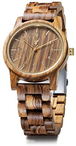 LeeEv Wooden Watches Uwood Series 40 mm Unisex Natural Handmade Wood Watch with Gift Box & Band Adjustable