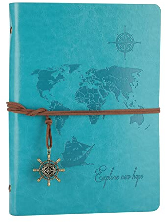 SEEALLDE Cuaderno de viaje de cuero diario vintage diario recargable