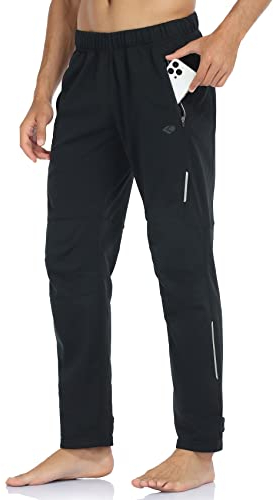 DIFOS Fahrradhose Lang Herren Fahrrad MTB Hose Winter Outdoor Thermohose mit Fleecefutter(L,Schwarz)