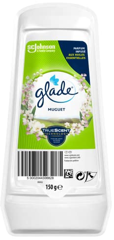 Glade Gel Longue Durée - Parfum Frais - Parfume En Continu - Infusé Aux Huiles Essentielles - Muguet - 8 Gels