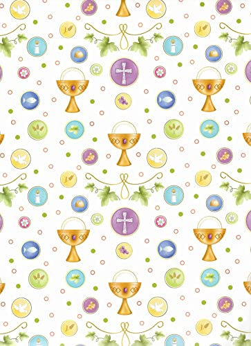 ARKRAFT Geschenkpapier Set 3 Blatt XXL 90 x 65 cm Verpackung ohne Kunststoff Papier FSC Erstkommunion (18-9262)