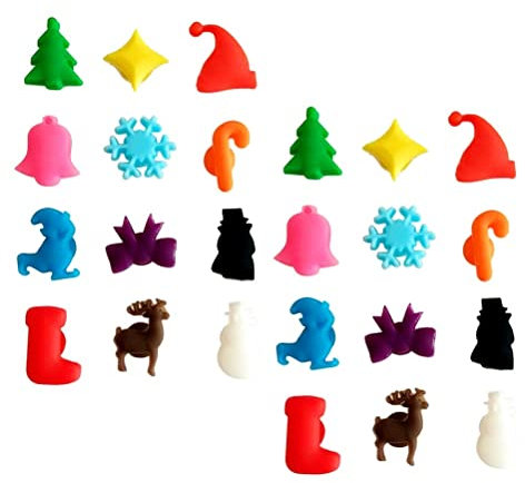 Segnabicchiere Silicone Marcatori di Vetro Marcatore di ciondoli in Silicone Riconoscitore di Bevande Etichette for Tazze Identificatori di identificazione delle Etichette delle Bottiglie (Color : 24