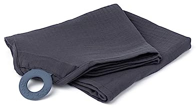 Doomoo Basics - Mom'n Play Cape de lactancia Tetra Grey - Manta de lactancia con Teether- Para amamantar en privacidad - 100% algodón orgánico