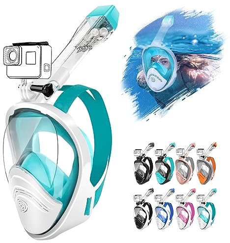 HINATAA Máscara de Buceo, Diseño de Doble Bola Flotante Anti-vaho Anti-Fuga Máscara de Snorkel, 180° Visión y Cámara Puede Colocarse Gafas de Snorkel Máscara, para Adultos,Jóvenes,Niños (L/XL, Verde)