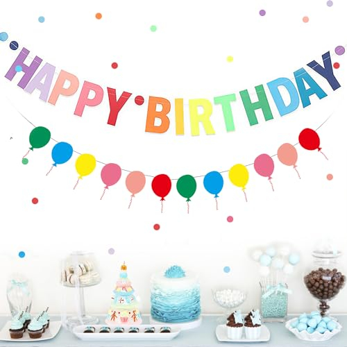 Happy Birthday Banner Geburtstagsdeko,Happy Birthday Girlande Banner,Geburtstag Wimpelkette,Papier Flagge Wimpelkette,Kindergeburtstag Geburtstagsparty Dekoration (Mehrfarbig)