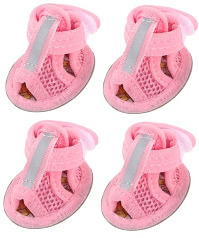 SEWOART Zapatos para perros de verano, sandalias de malla transpirables, protección de patas para perros pequeños, zapatos flexibles antideslizantes contra la acera caliente y la playa, 4 unidades