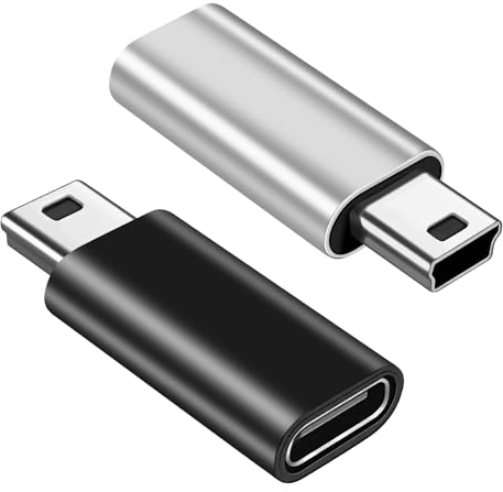BORLTER CLAMP USB C auf Mini USB Adapter 2er-Pack, Typ-C Buchse auf Mini USB Stecker Adapter, für MP3-Player, Digitalkameras, GPS, Tragbare Festplatten, Digital-Box-Maschine und mehr