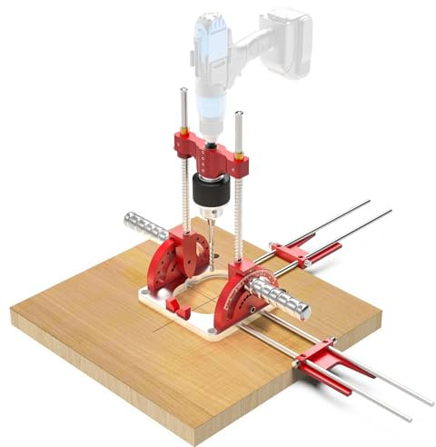 Guide de perçage multi-angles avec mandrin, guide d'perceuse d'angle avec rapporteur échelle réglable de 0 ° à 60 °, guide de perçage portable pour perceuses sans fil